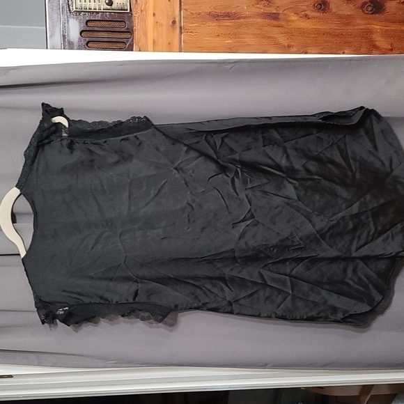 VTG Lily of France Sleepwear Nightgown Black Lacy Collar Trim XL EUC READ - Picture 4 of 5